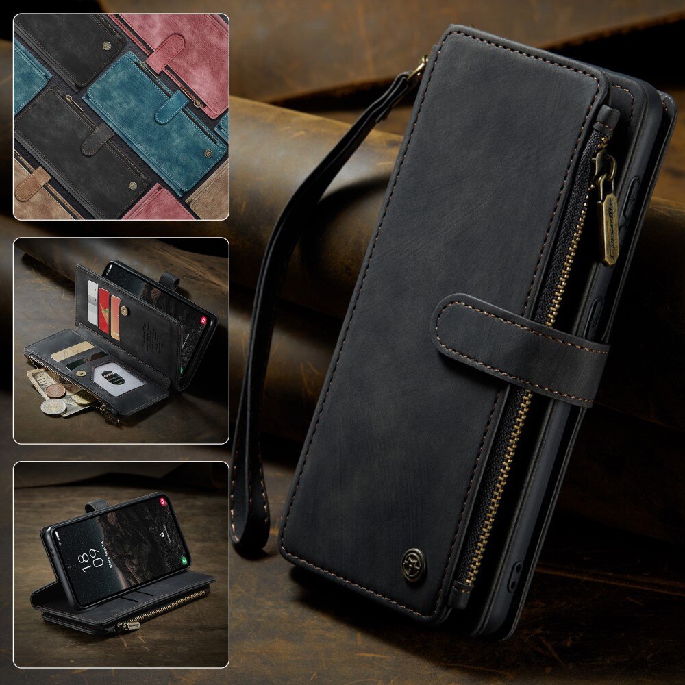 Samsung Galaxy S25 Zipper Wallet Book Cover Black