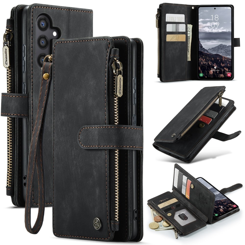 Samsung Galaxy S25 Plus Zipper Wallet Book Cover Black