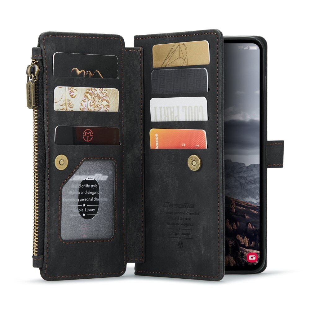 Samsung Galaxy S25 Plus Zipper Wallet Book Cover Black