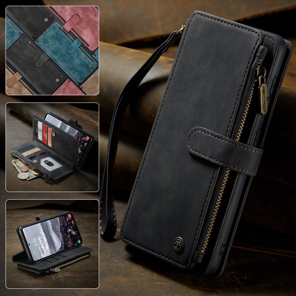 Samsung Galaxy S25 Plus Zipper Wallet Book Cover Black