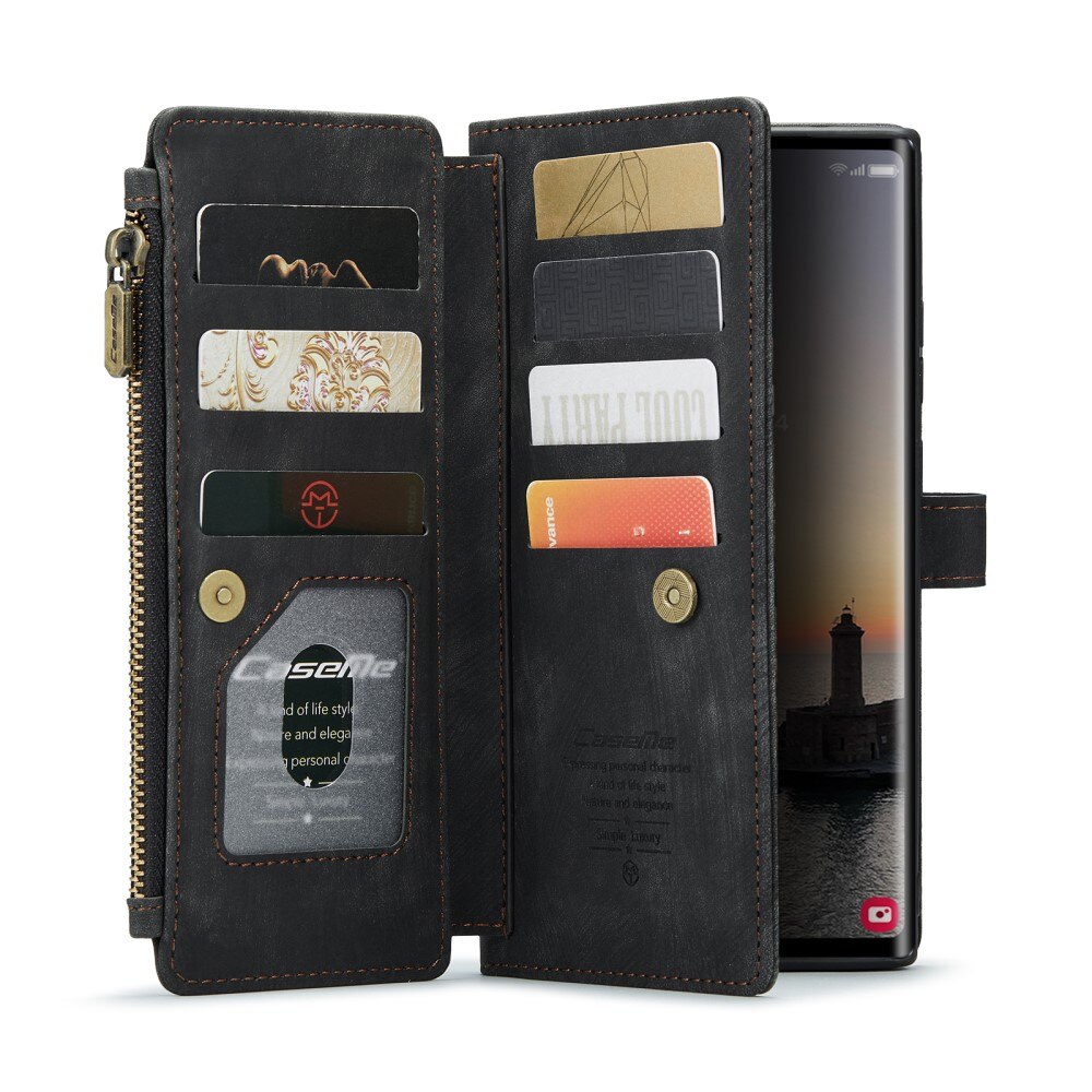 Samsung Galaxy S25 Ultra Zipper Wallet Book Cover Black