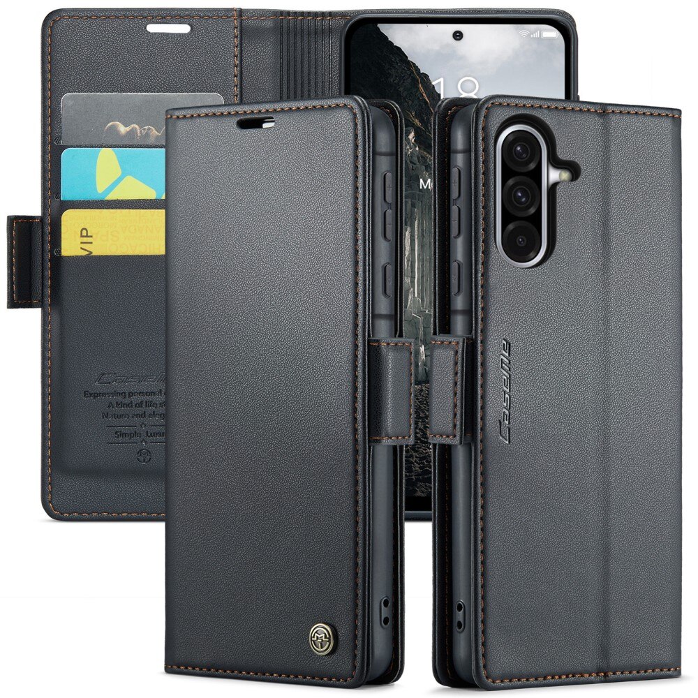 Samsung Galaxy A56 RFID blocking Slim Wallet Case Black