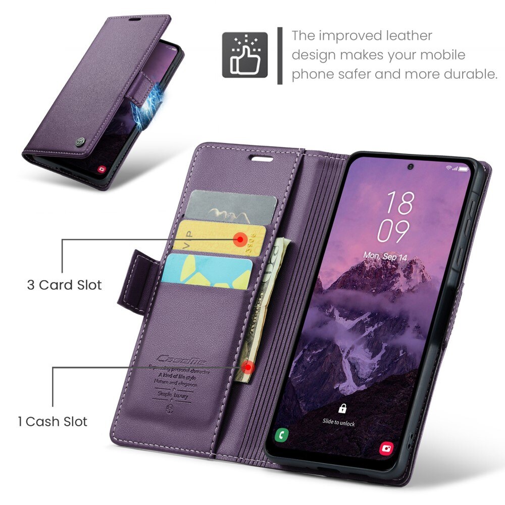 Samsung Galaxy A56 RFID blocking Slim Wallet Case Purple