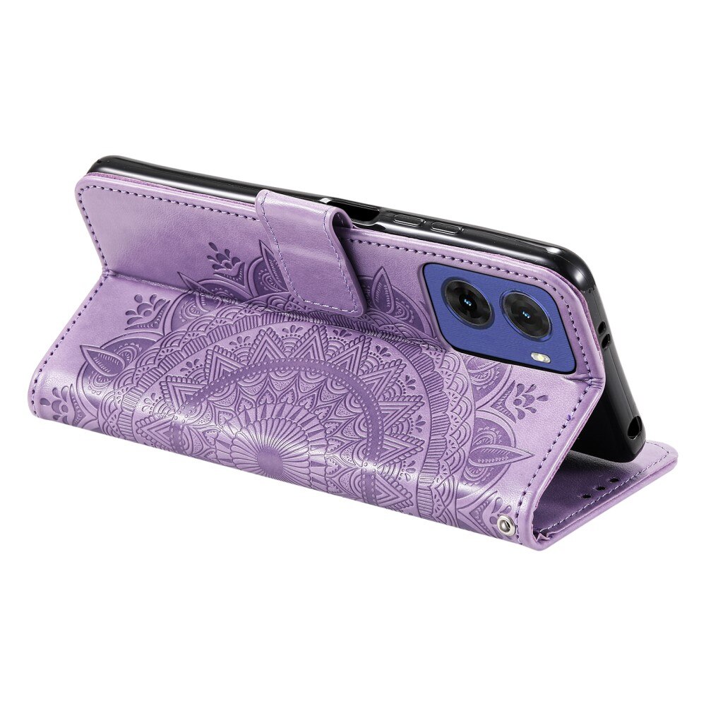 Motorola Moto G05 Leather Cover Mandala Purple