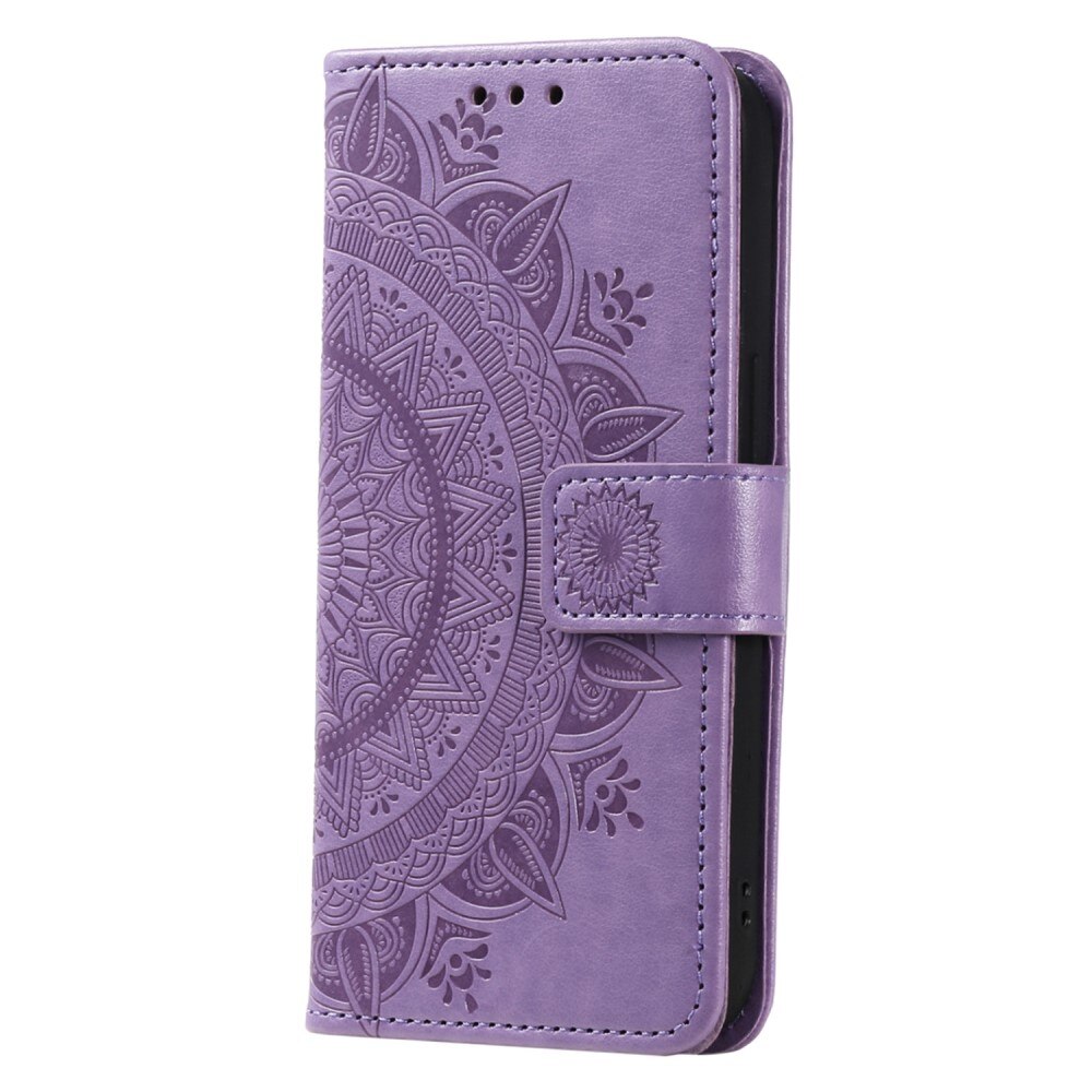 Motorola Moto E15 Leather Cover Mandala Purple