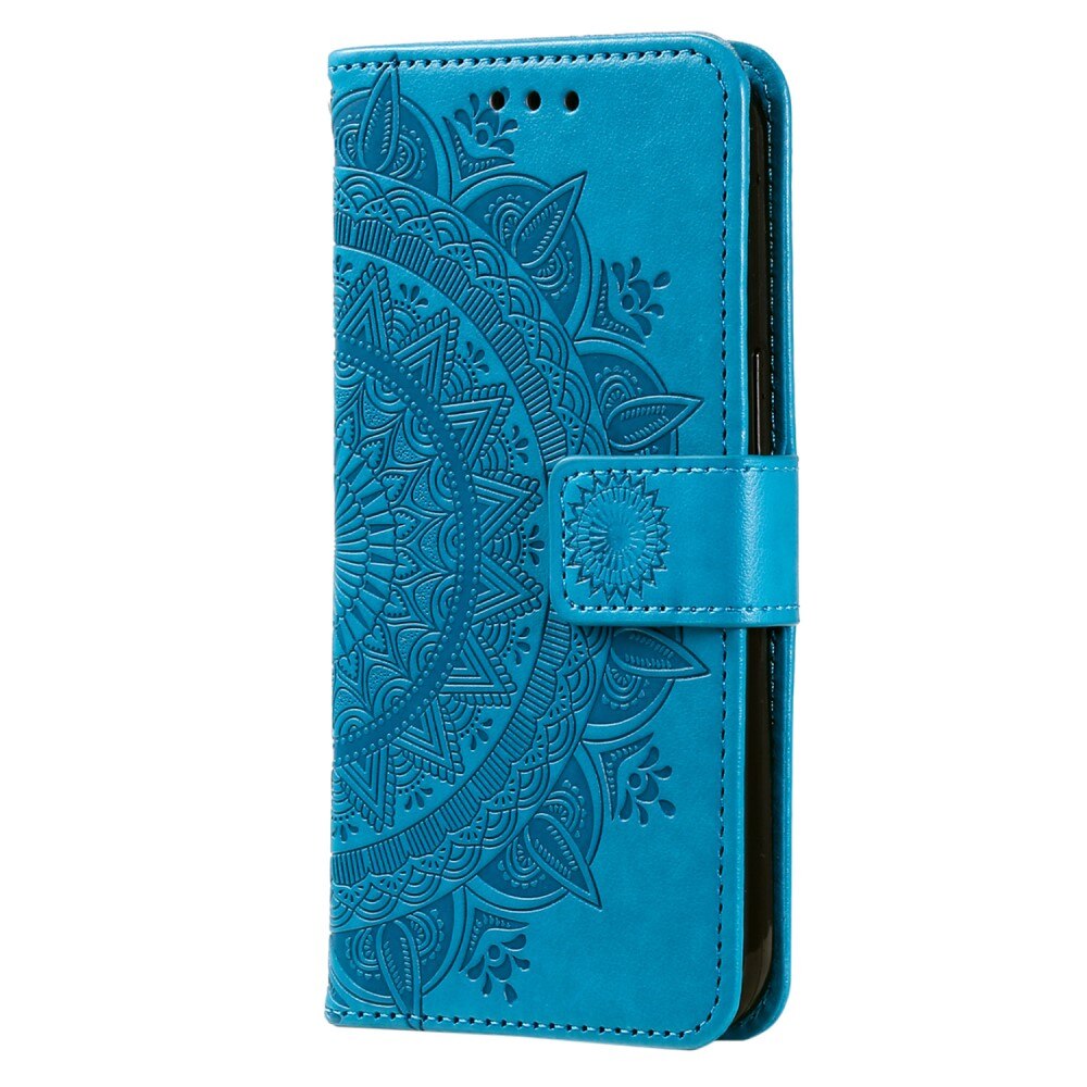 Motorola Moto E15 Leather Cover Mandala Blue