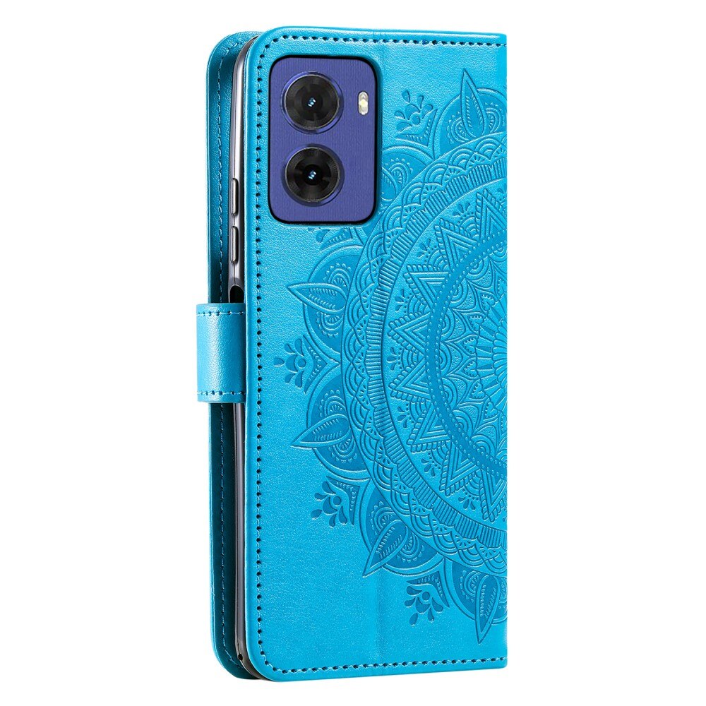 Motorola Moto E15 Leather Cover Mandala Blue