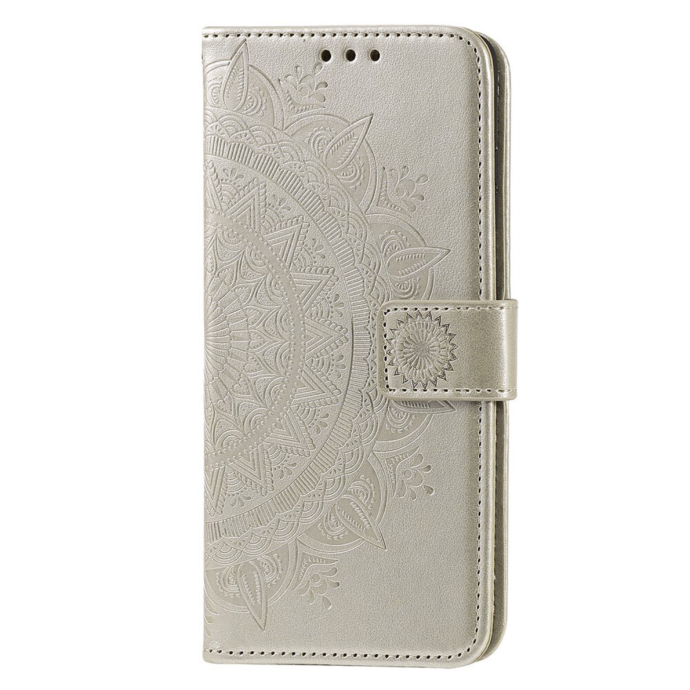 Motorola Moto E15 Leather Cover Mandala Gold