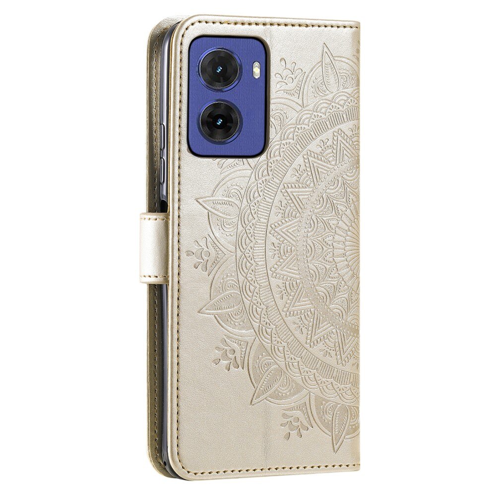 Motorola Moto E15 Leather Cover Mandala Gold