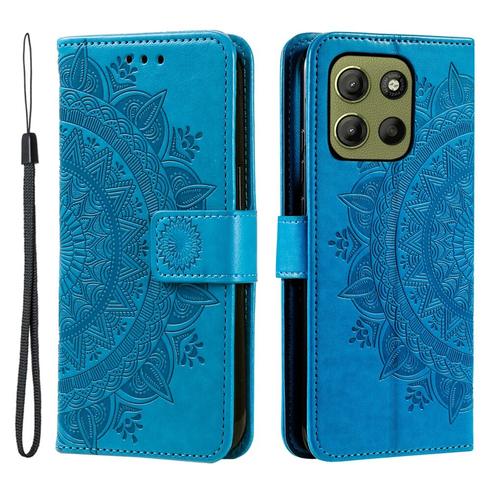 Motorola Moto G15 Power Leather Cover Mandala Blue