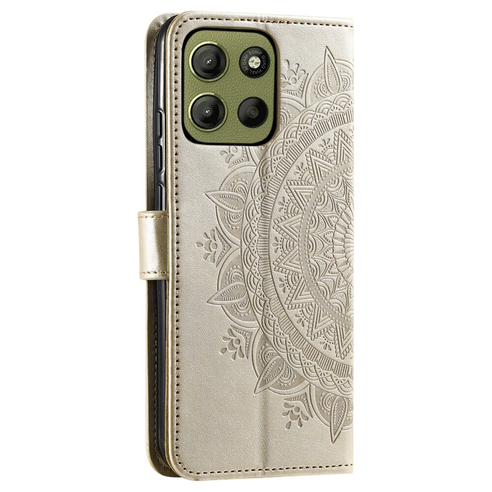 Motorola Moto G15 Power Leather Cover Mandala Gold