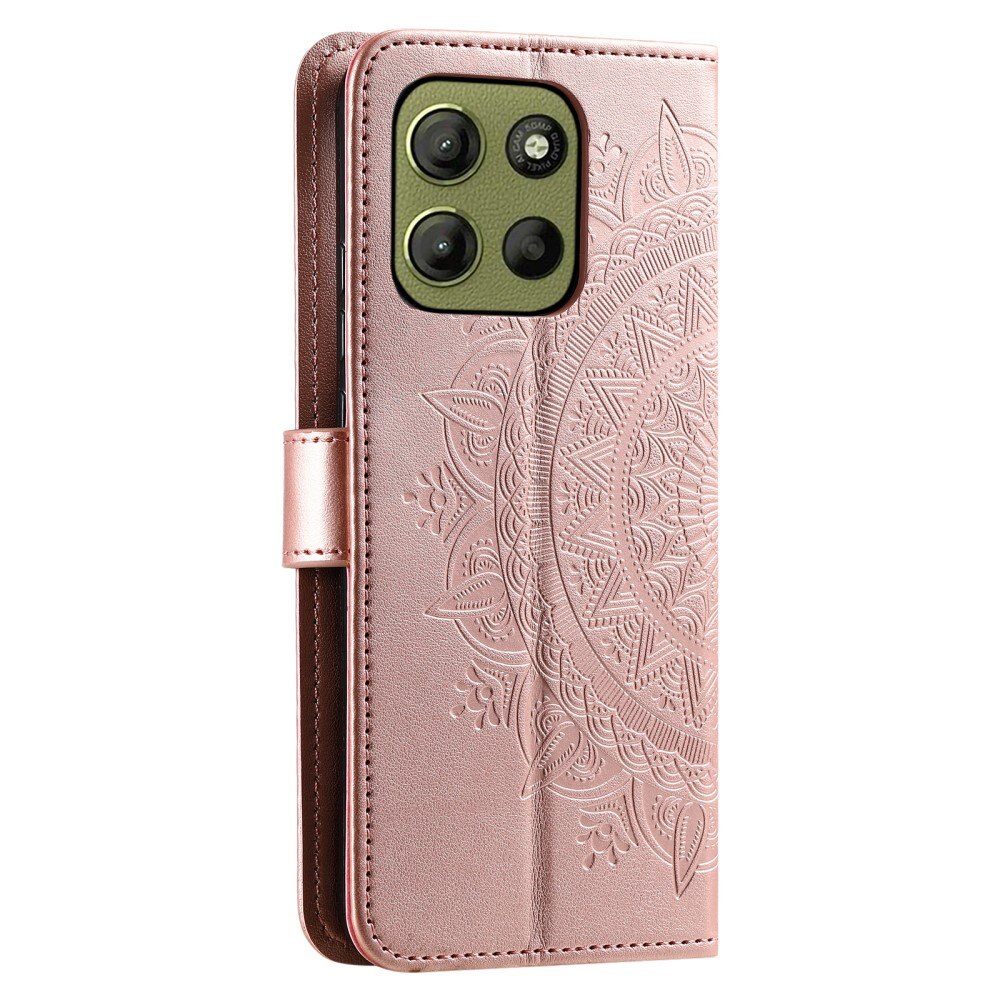 Motorola Moto G15 Power Leather Cover Mandala Rose Gold