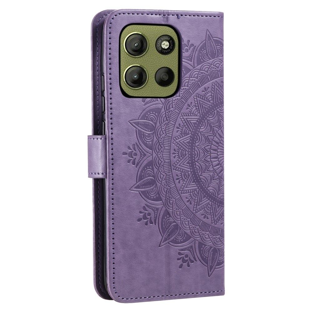 Motorola Moto G15 Leather Cover Mandala Purple