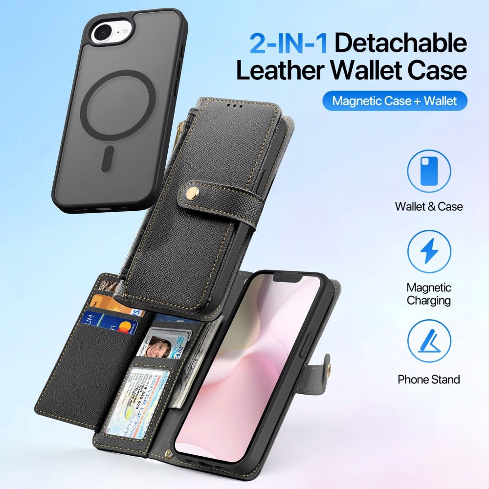 iPhone SE 4 Lawa Series Magnetic Wallet Case Black