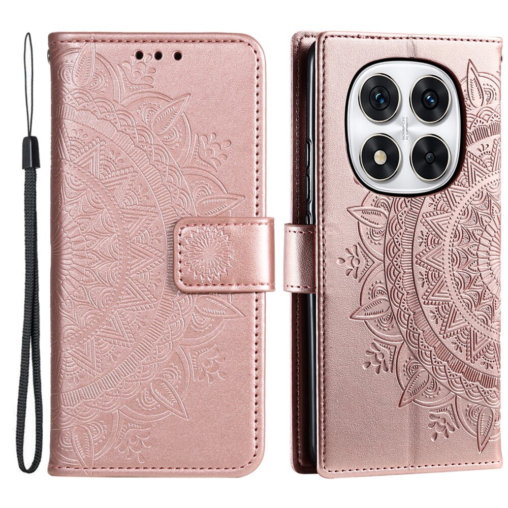 Xiaomi Redmi Note 14 Pro Leather Cover Mandala Rose Gold