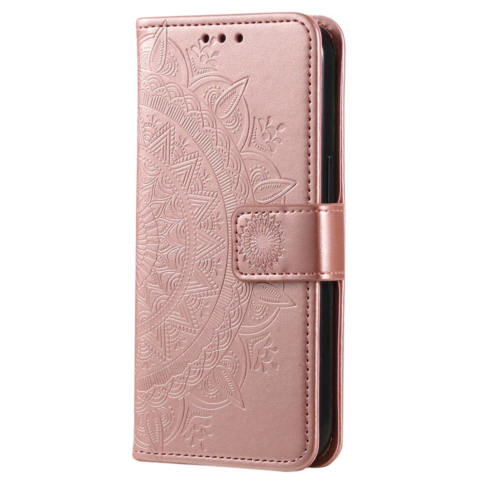 Xiaomi Redmi Note 14 Pro Plus Leather Cover Mandala Rose Gold