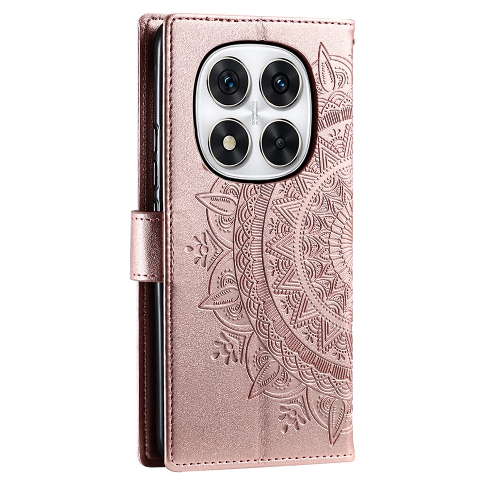 Xiaomi Redmi Note 14 Pro Plus Leather Cover Mandala Rose Gold