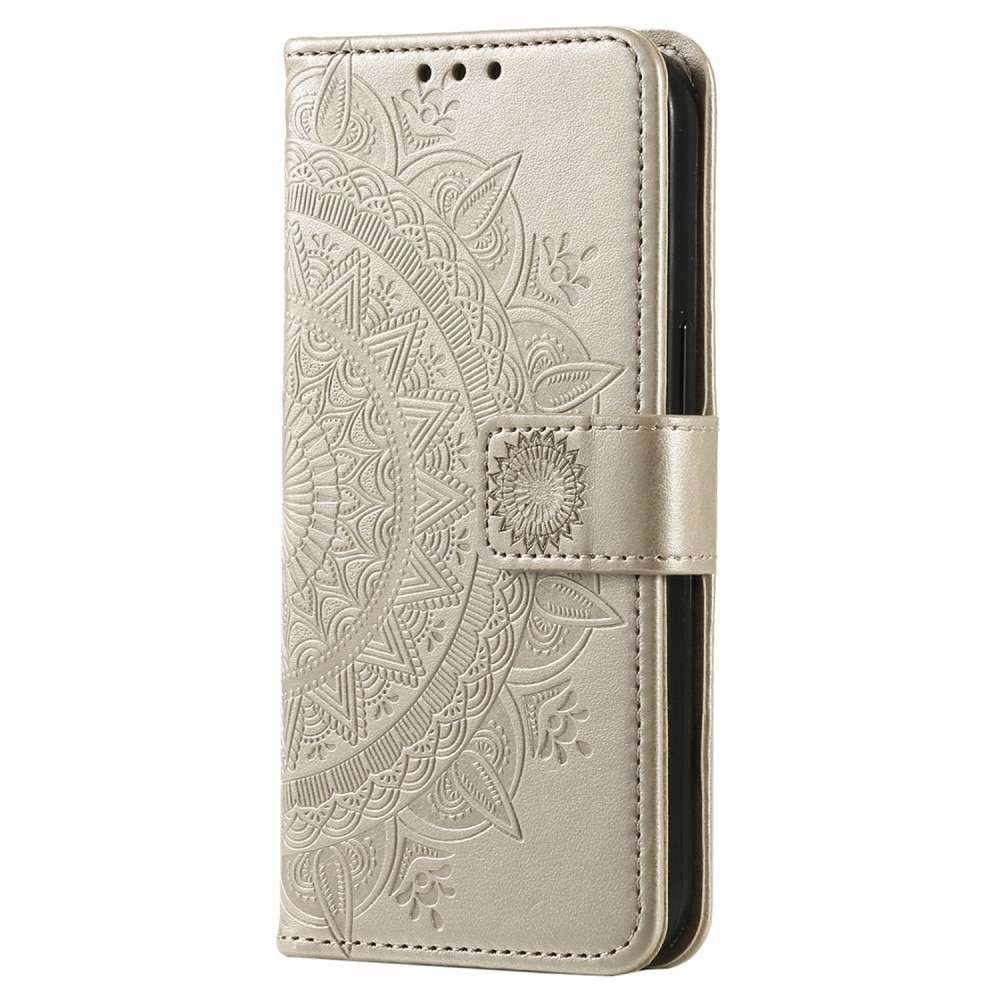 Xiaomi Redmi Note 14 Pro Plus Leather Cover Mandala Gold