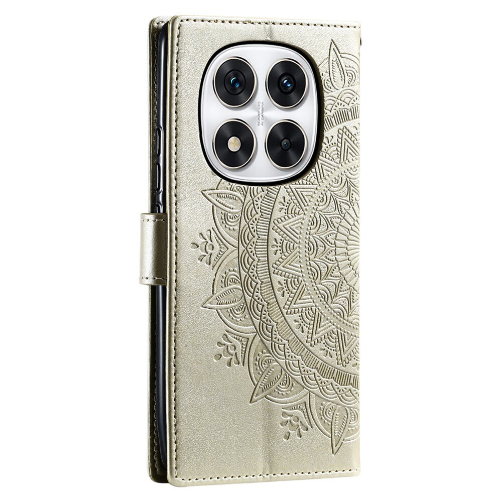 Xiaomi Redmi Note 14 Pro Plus Leather Cover Mandala Gold