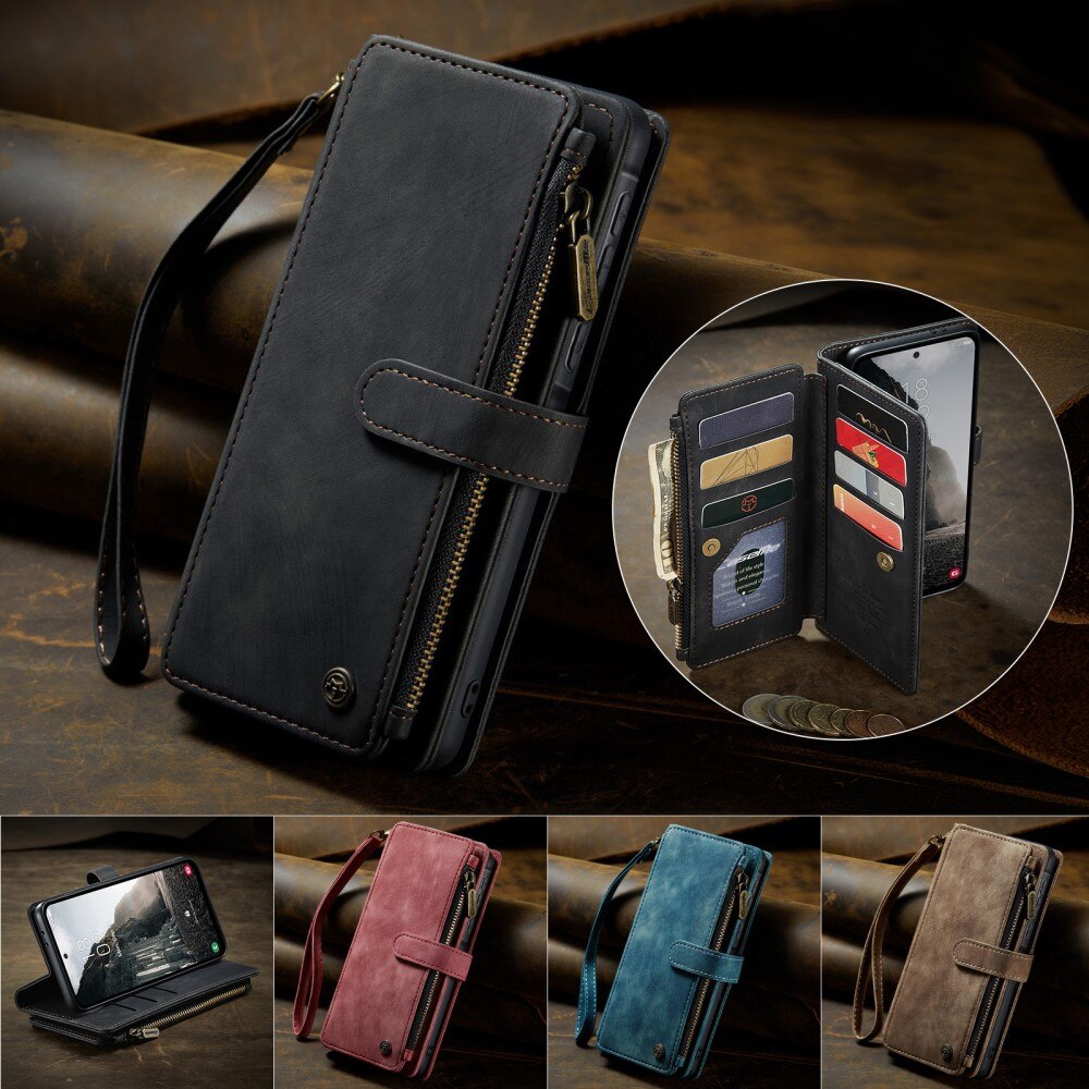 Samsung Galaxy A56 Zipper Wallet Book Cover Black