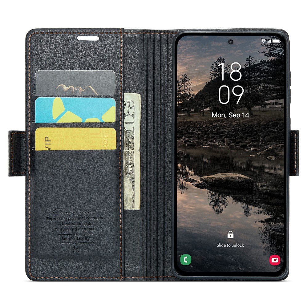 Samsung Galaxy S25 Plus RFID blocking Slim Wallet Case Black