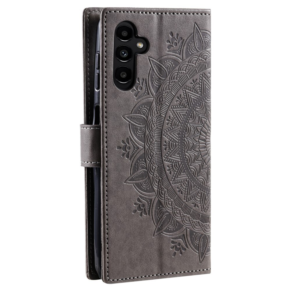 Samsung Galaxy A26 Leather Cover Mandala Grey