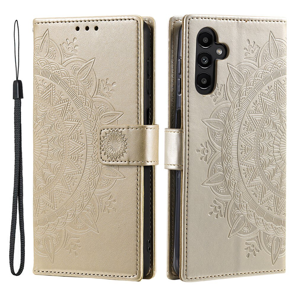 Samsung Galaxy A26 Leather Cover Mandala Gold