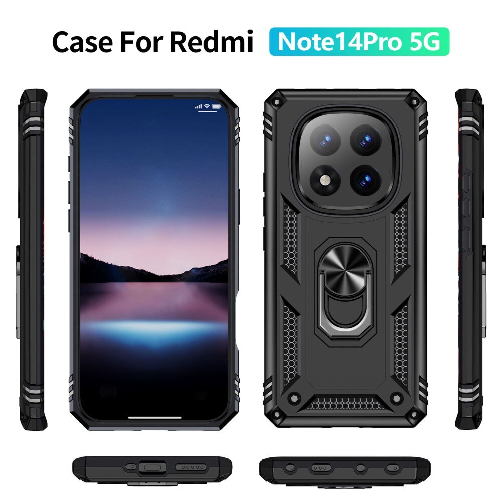 Xiaomi Redmi Note 14 Pro Hybrid Case Tech Ring Black