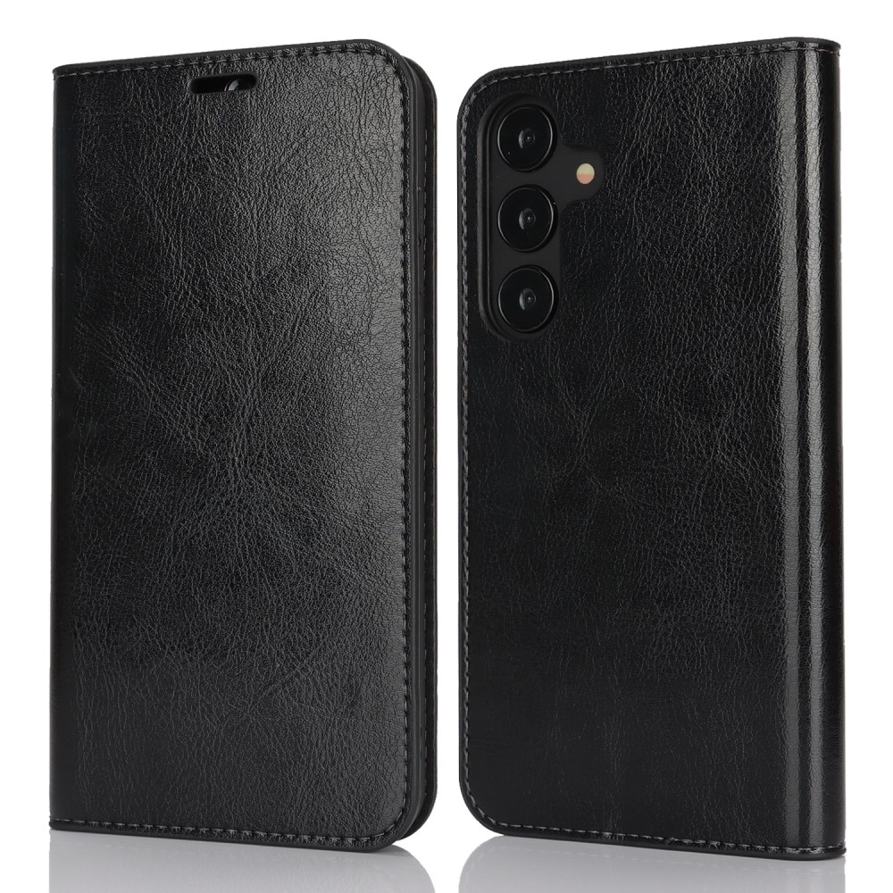 Samsung Galaxy S25 Plus Genuine Leather Wallet Case Black