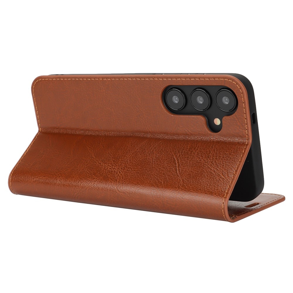 Samsung Galaxy S25 Plus Genuine Leather Wallet Case Brown