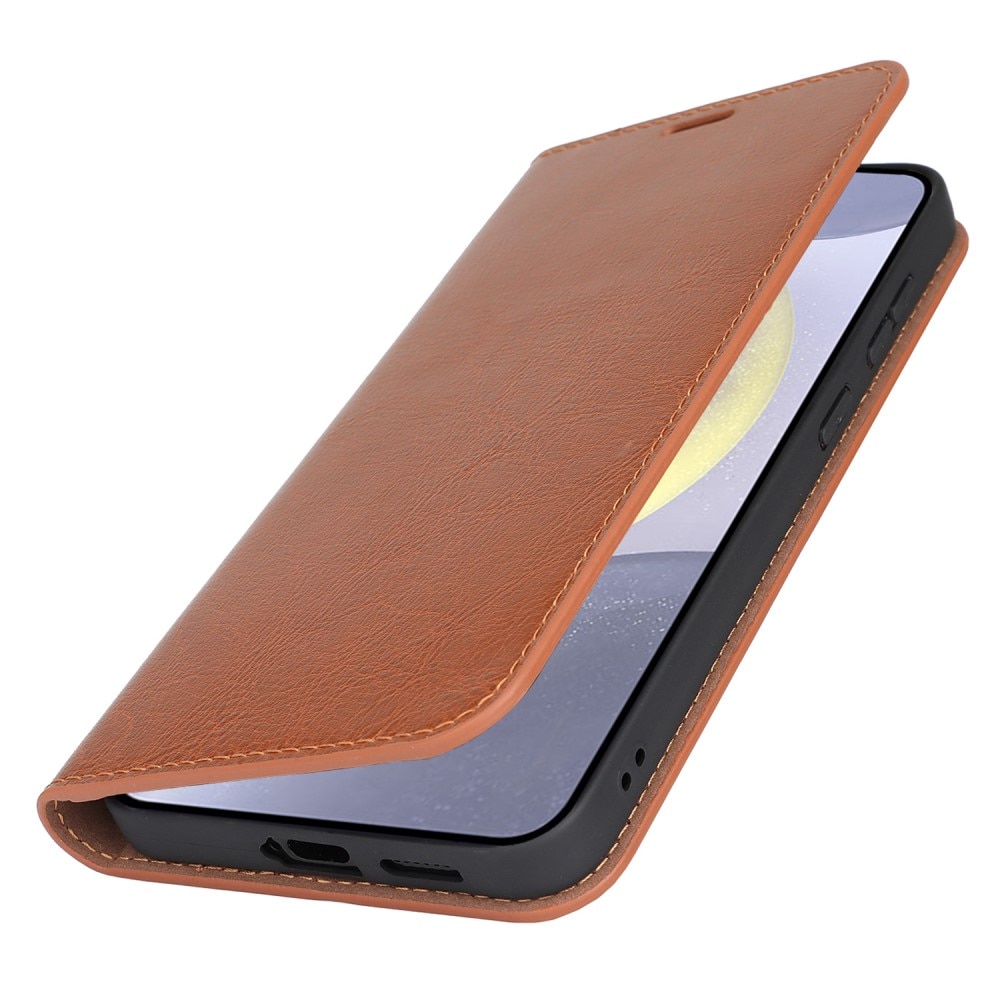 Samsung Galaxy S25 Plus Genuine Leather Wallet Case Brown