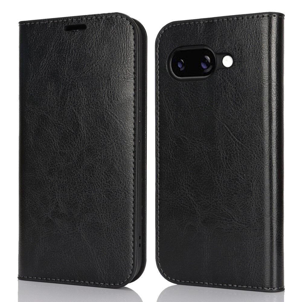 Google Pixel 9a Genuine Leather Wallet Case Black