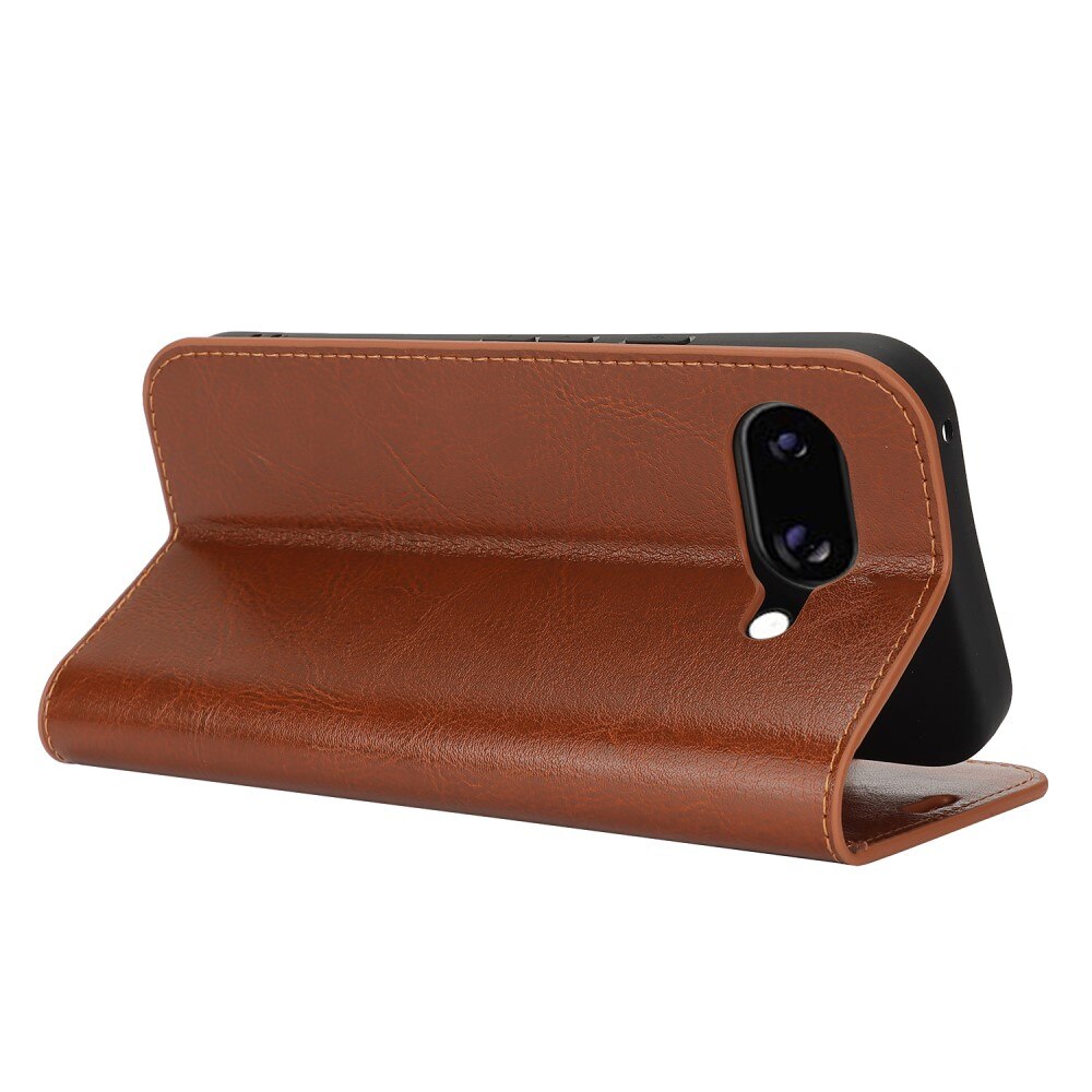 Google Pixel 9a Genuine Leather Wallet Case Brown