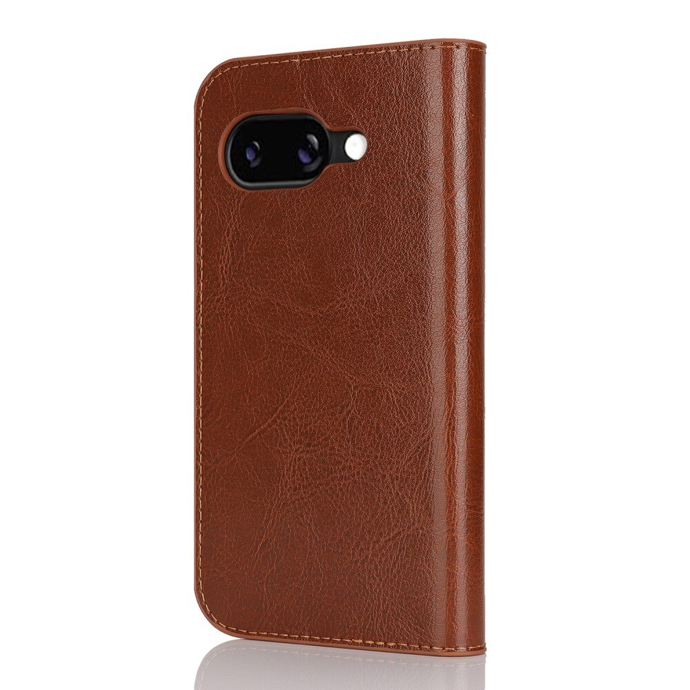 Google Pixel 9a Genuine Leather Wallet Case Brown