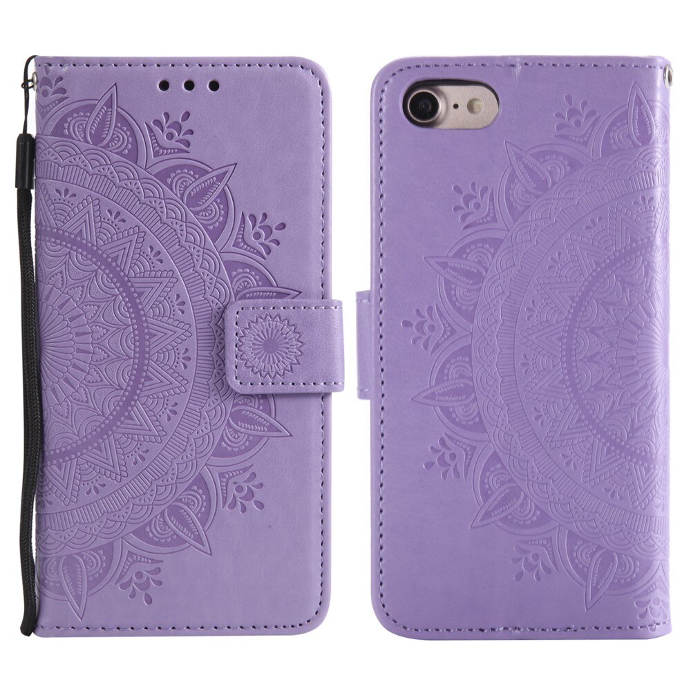 iPhone 16e Leather Cover Mandala Purple