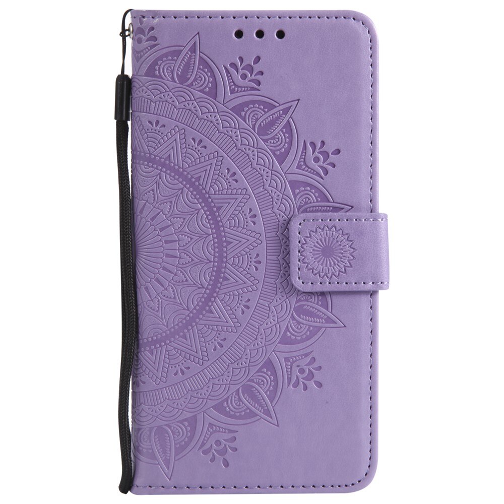 iPhone 16e Leather Cover Mandala Purple