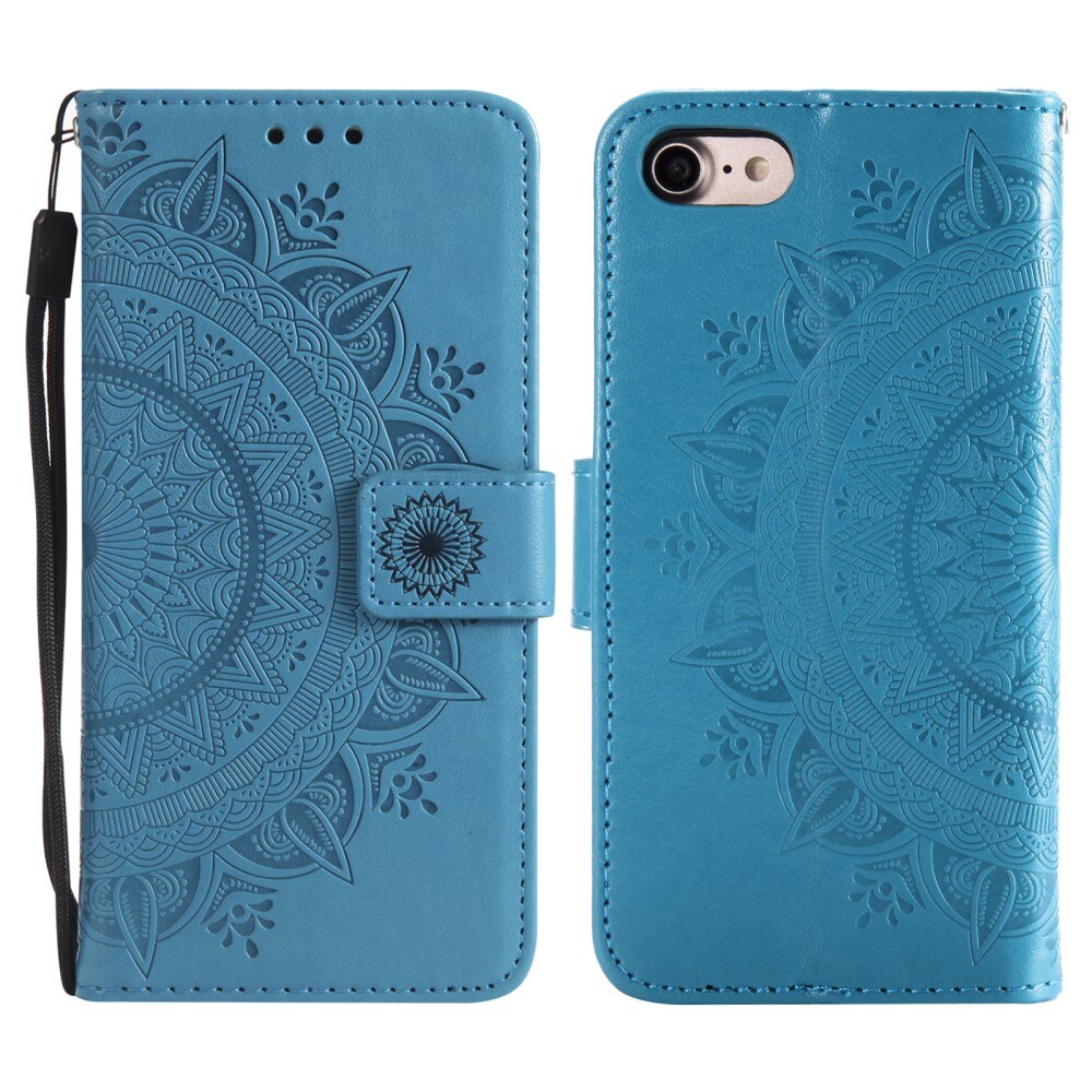 iPhone 16e Leather Cover Mandala Blue