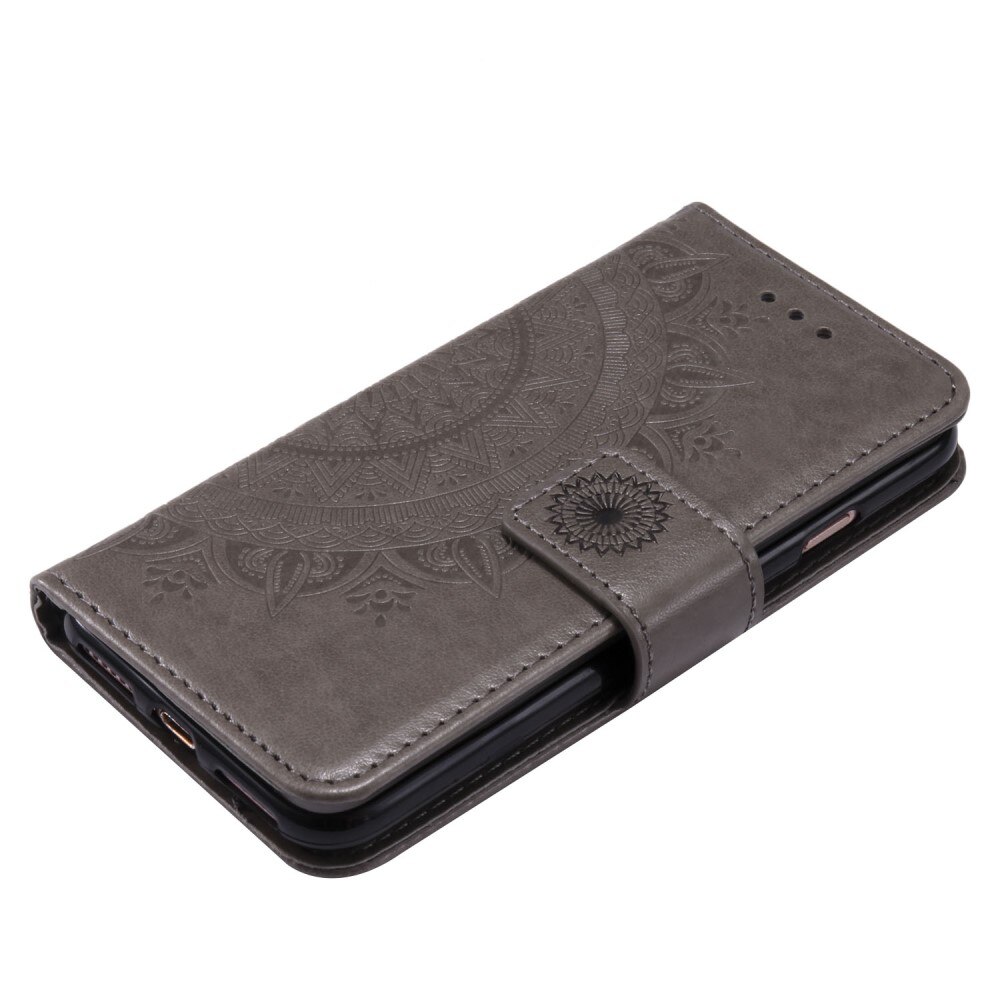 iPhone 16e Leather Cover Mandala Grey