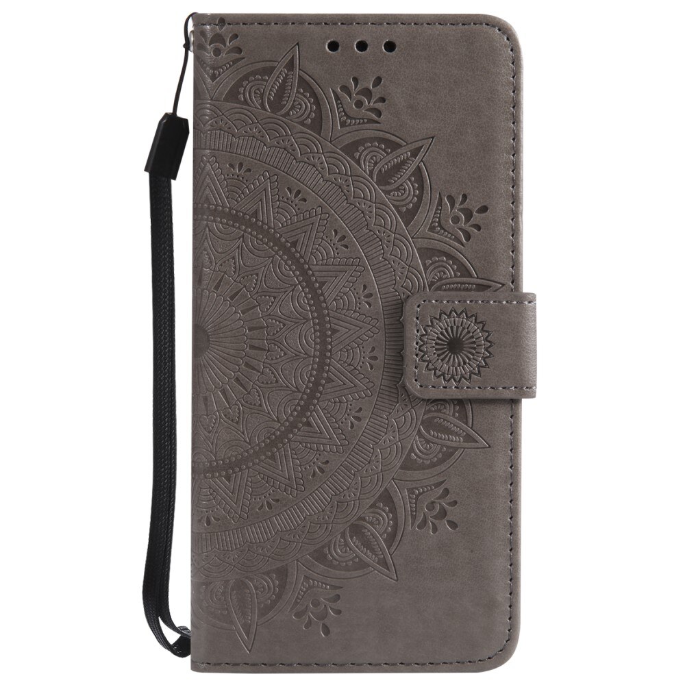 iPhone 16e Leather Cover Mandala Grey