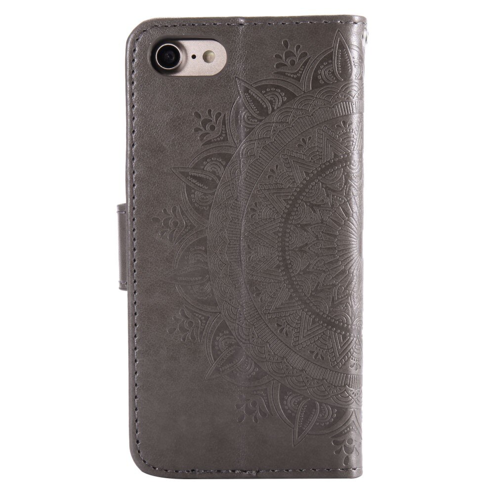 iPhone 16e Leather Cover Mandala Grey