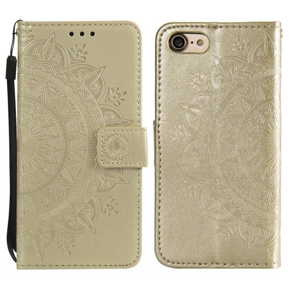 iPhone 16e Leather Cover Mandala Gold