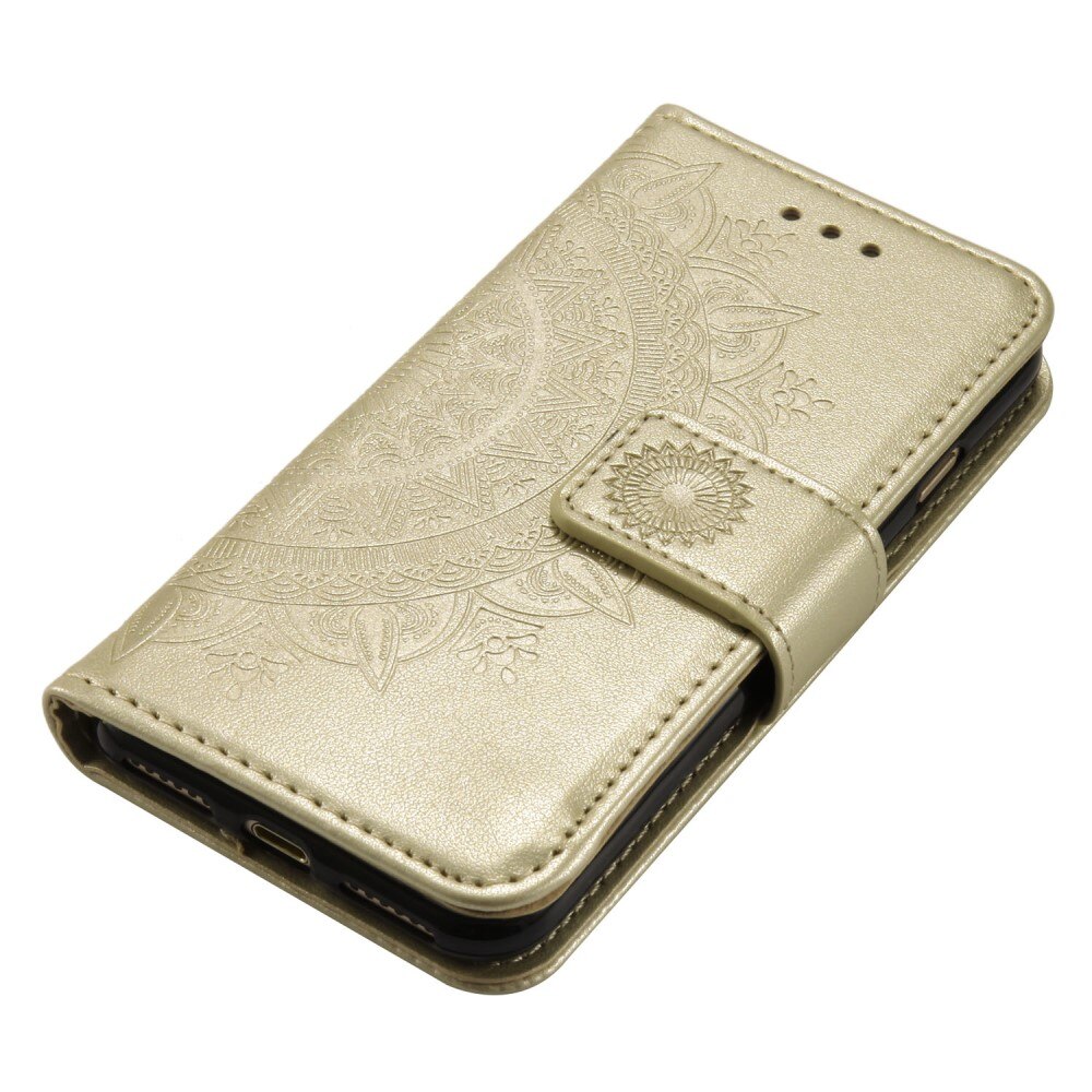 iPhone 16e Leather Cover Mandala Gold