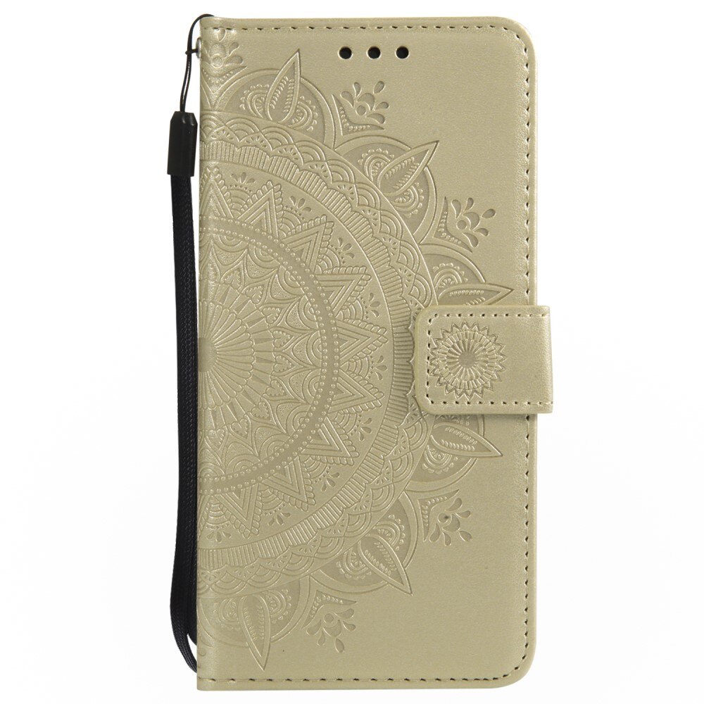 iPhone 16e Leather Cover Mandala Gold