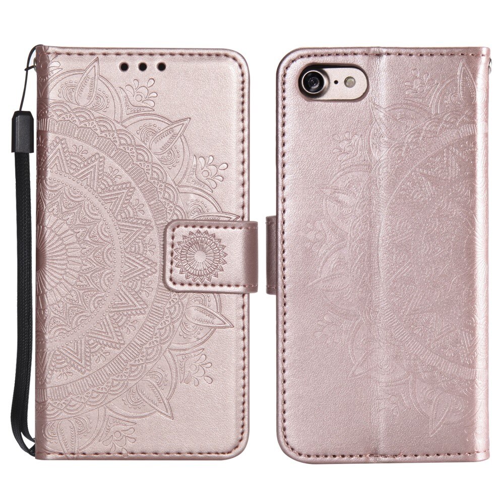 iPhone 16e Leather Cover Mandala Rose Gold