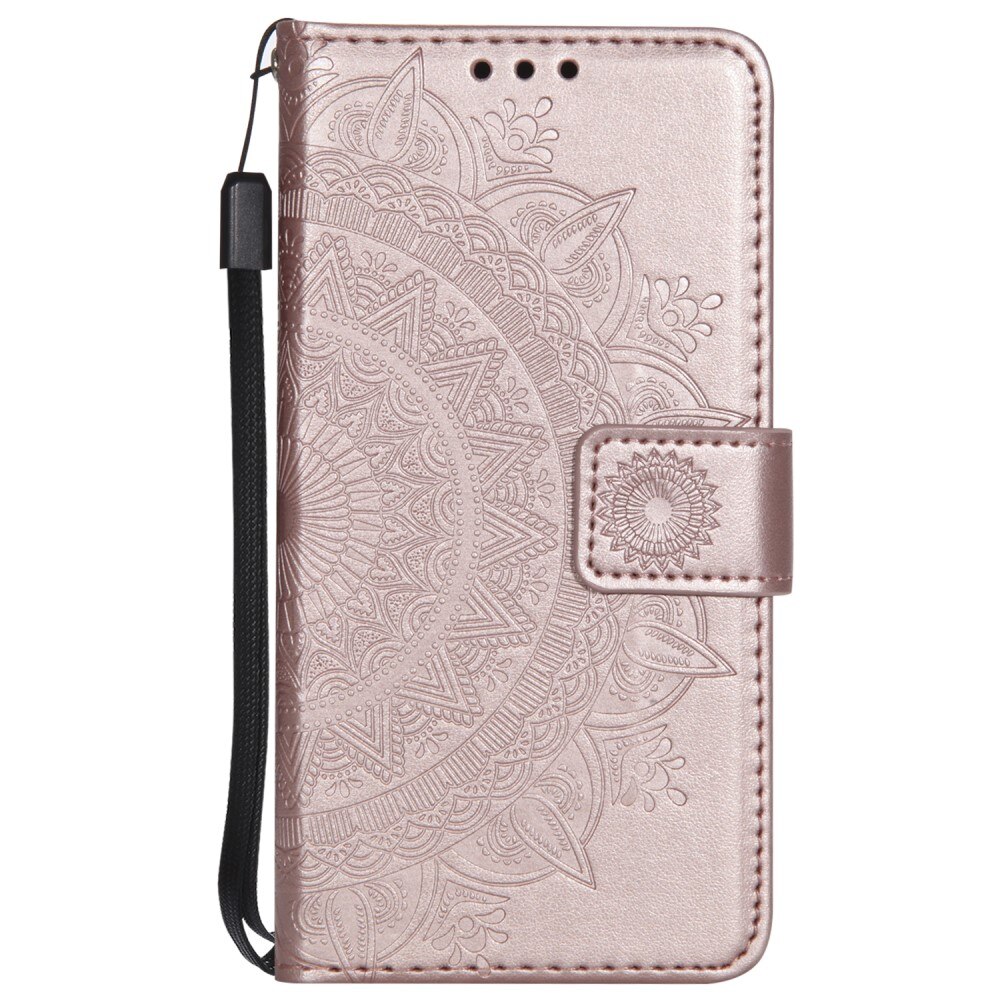 iPhone 16e Leather Cover Mandala Rose Gold