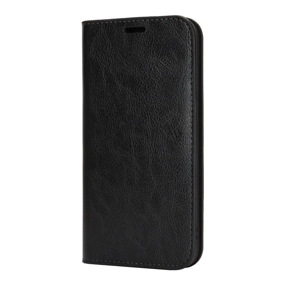 iPhone SE 4 Genuine Leather Wallet Case Black