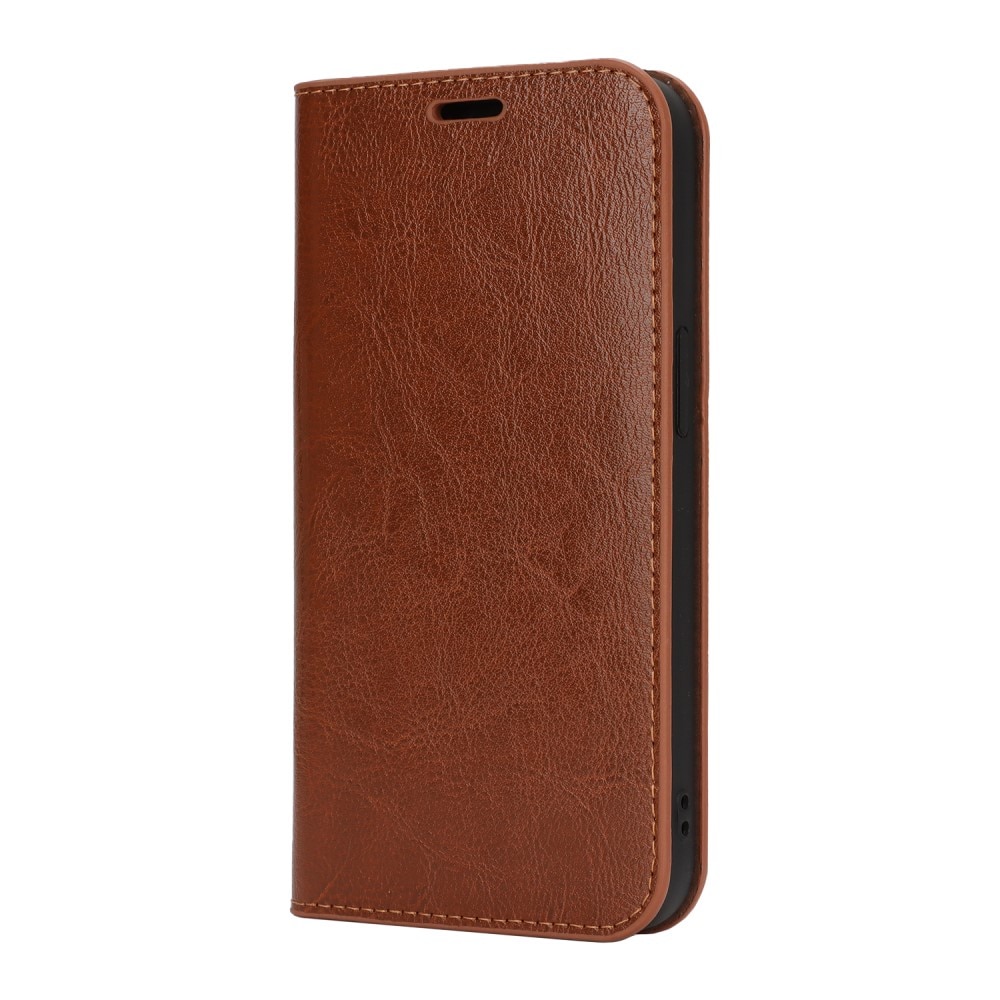 iPhone SE 4 Genuine Leather Wallet Case Brown