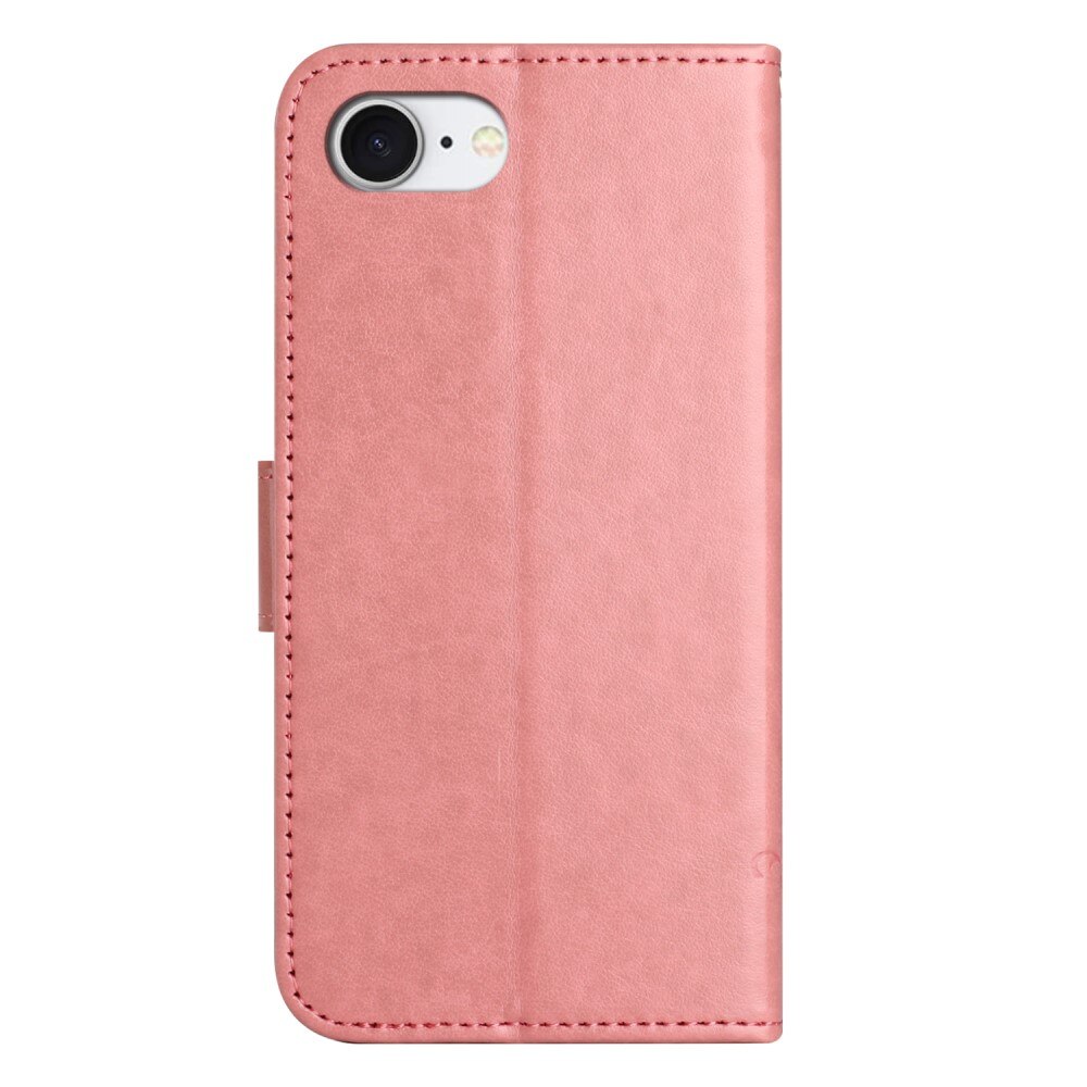 iPhone 16e Leather Cover Imprinted Butterflies Pink