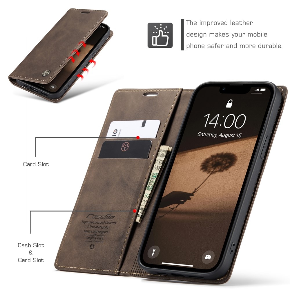 iPhone 16e Slim Wallet Case Brown