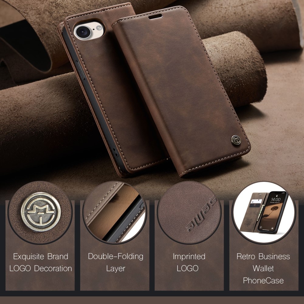 iPhone 16e Slim Wallet Case Brown